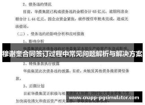 穆谢奎合同签订过程中常见问题解析与解决方案 穆谢奎合同签订过程中常见问题解析与解决方案
